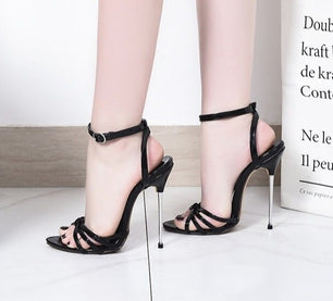 Women's PU Peep Toe Buckle Strap Closure High Heels Pumps Sandals