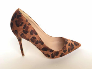 Women's PU Pointed Toe Leopard Pattern Thin High Heel Pumps Shoes