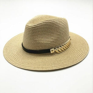 Women's Straw Sun Protection Vintage Feather Pattern Casual Hat