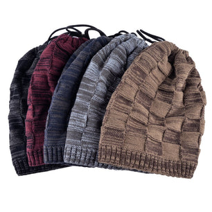 Men's Acrylic Knitted Plaid Pattern Novelty Skullies Winter Cap