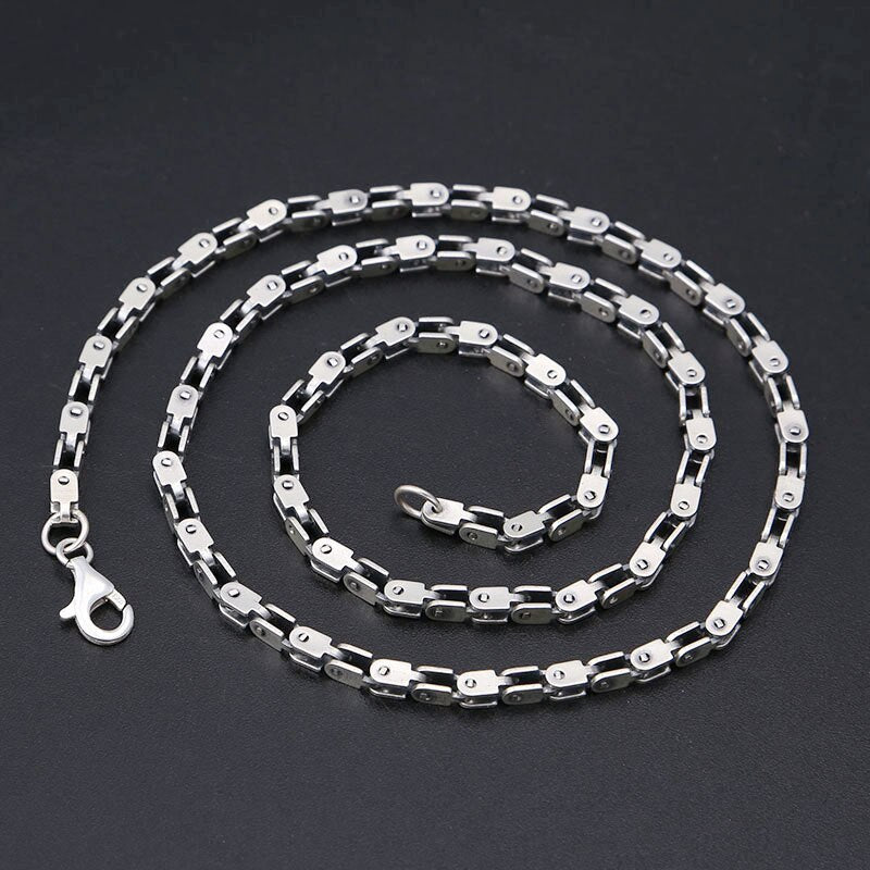 Men's 100% 925 Sterling Silver Figaro Chain Lock Pattern Necklace