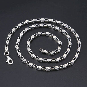 Men's 100% 925 Sterling Silver Figaro Chain Lock Pattern Necklace