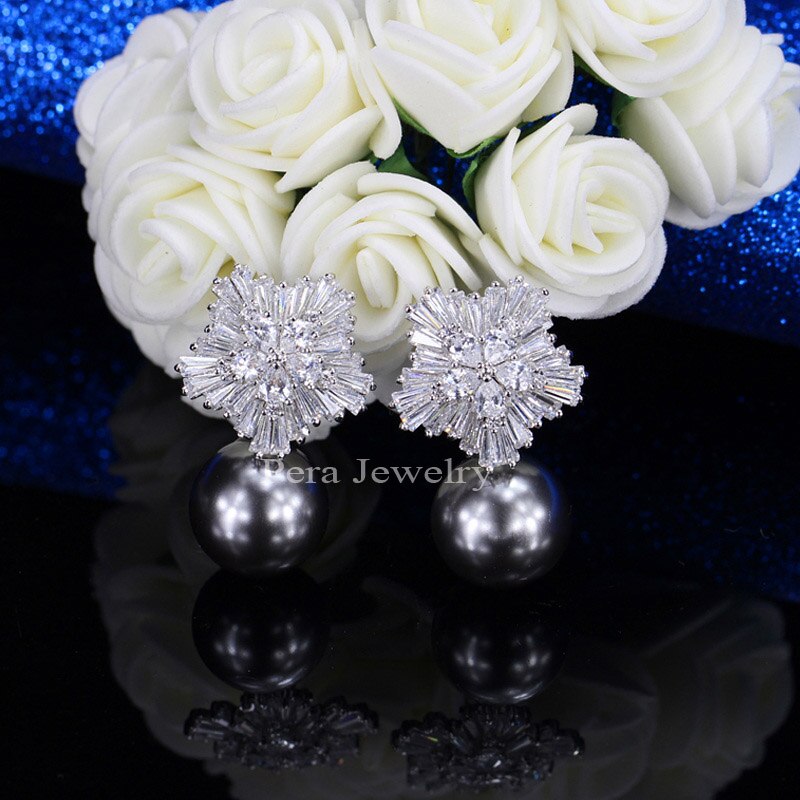 Women's Copper Cubic Zirconia Bridal Wedding Trendy Drop Earrings