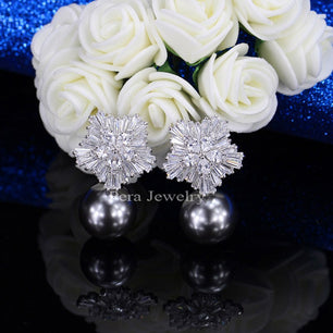 Women's Copper Cubic Zirconia Bridal Wedding Trendy Drop Earrings