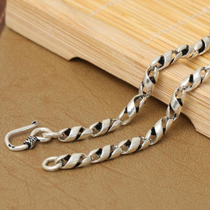 Men's 100% 925 Sterling Silver Link Chain Geometric Necklace