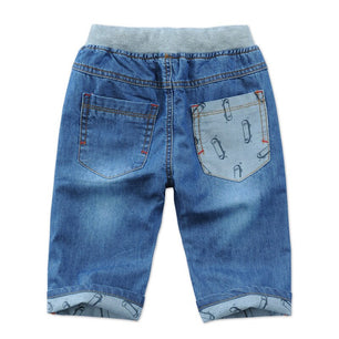 Kid's Boy Cotton Mid Elastic Waist Closure Denim Casual Shorts