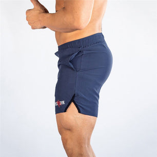 Men's Polyester Elastic Waist Closure Gyms Fitness Workout Shorts