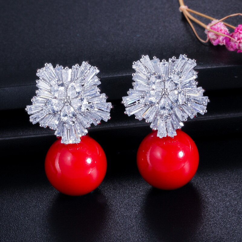 Women's Copper Cubic Zirconia Bridal Wedding Trendy Drop Earrings