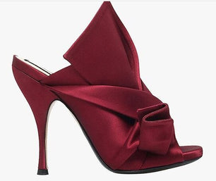 Women's Satin Slip-On Closure Thin Heels Tie Knot Pumps Shoes