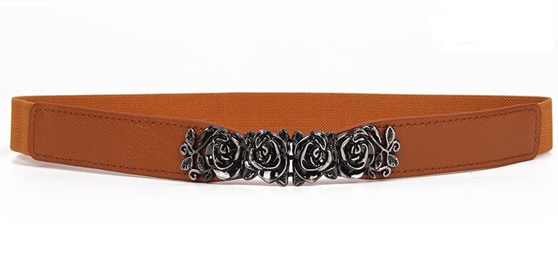 Women's PU Leather Buckle Closure Floral Wedding Trendy Belts