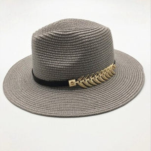 Women's Straw Sun Protection Vintage Feather Pattern Casual Hat