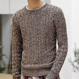 Men's Round Neck Long Sleeve Front Pocket Knitwear Jumper Sweater