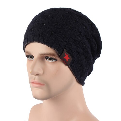 Men's Wool Knitted Solid Pattern Casual Skullies Winter Cap