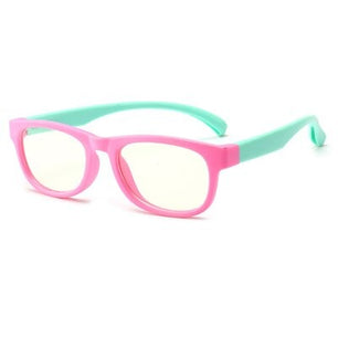 Kid's Acetate Frame Polycarbonate Lens Anti-Blue Oval Glasses