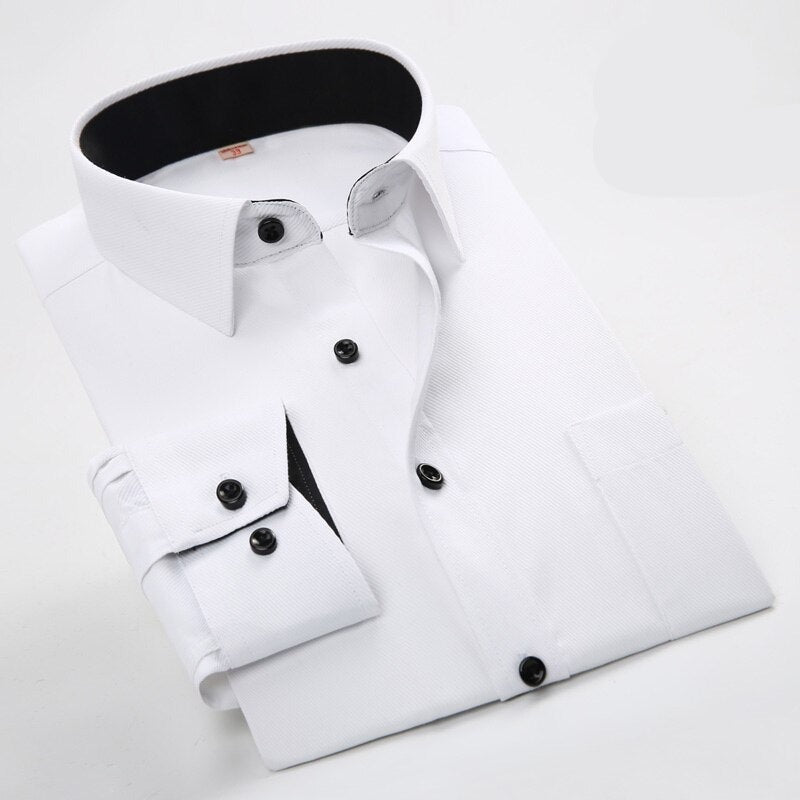 Men's 100% Cotton Single Breasted Plain Pattern Shirt