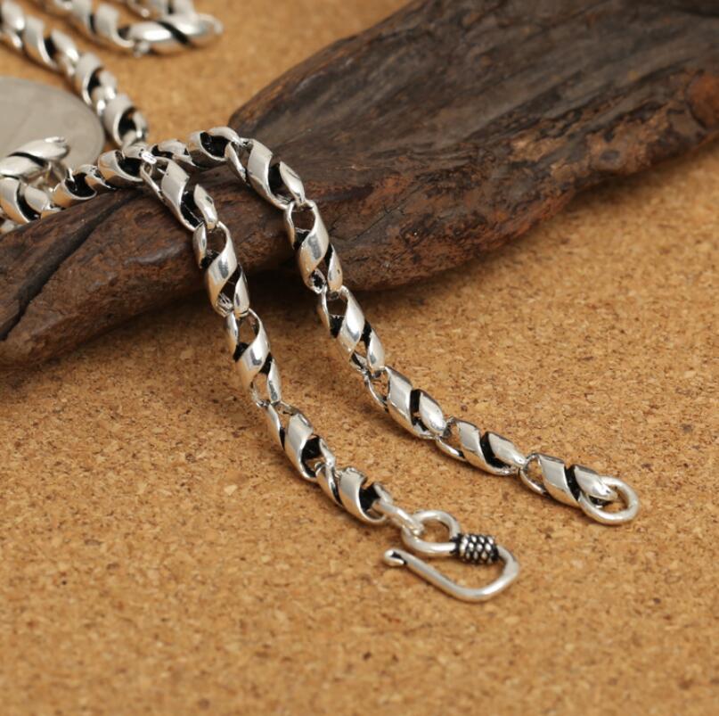 Men's 100% 925 Sterling Silver Link Chain Geometric Necklace