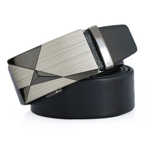 Men's Split Leather Buckle Closure Trendy Solid Pattern Belts