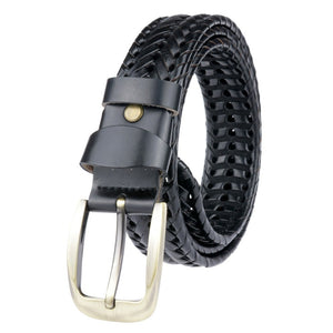 Men's Cowskin Leather Pin Buckle Closure Luxury Solid Belts