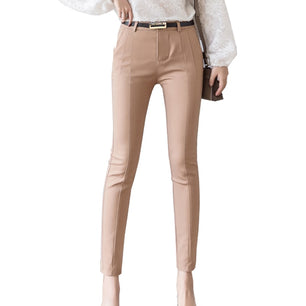 Women's Cotton High Waist Button Fly Closure Solid Formal Pants