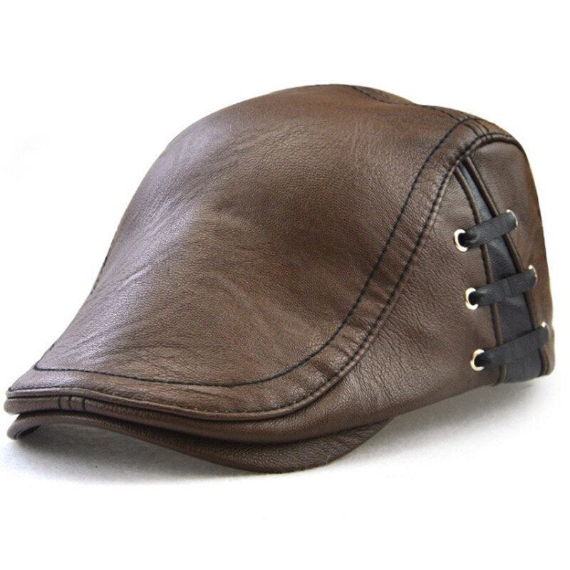 Men's Faux Fur Leather Adjustable Snapback Baseball Casual Cap