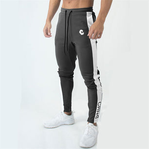 Men's Cotton Drawstring Closure Fitness Running Sport Trousers