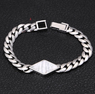 Men's 100% 925 Sterling Silver Link Chain Geometric Bracelet