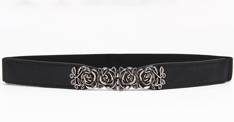 Women's PU Leather Buckle Closure Floral Wedding Trendy Belts