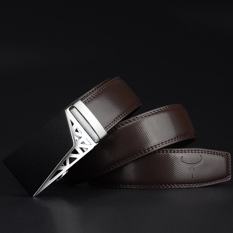 Men's Cowskin Automatic Buckle Closure Plain Casual Wear Belts