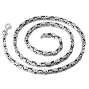 Men's 100% 925 Sterling Silver Figaro Chain Lock Pattern Necklace