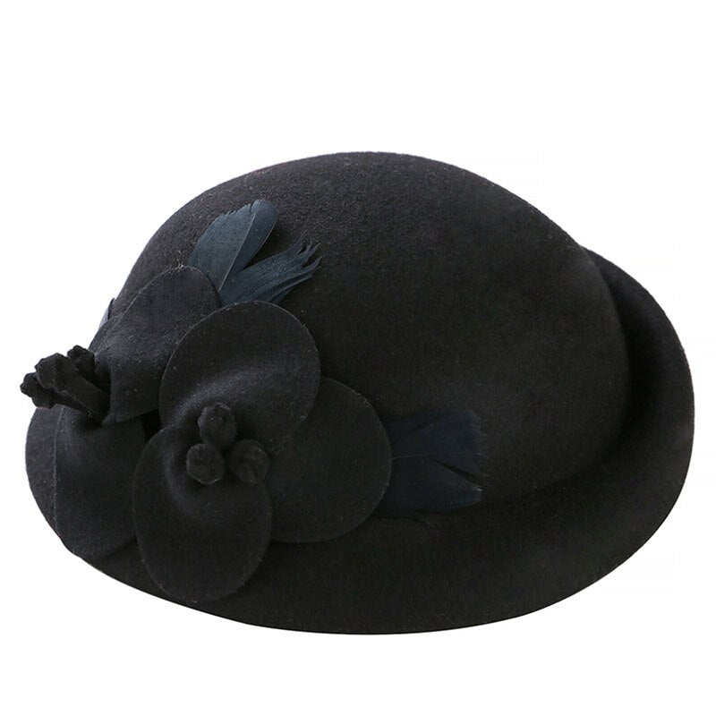 Women's 100% Wool Floral Pattern Elegant Winter Casual Wear Hat