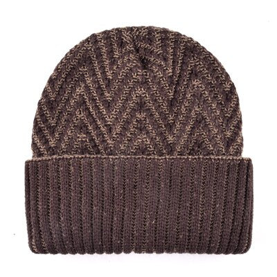 Men's Polyester Knitted Pattern Skullies Beanies Ski Warm Caps