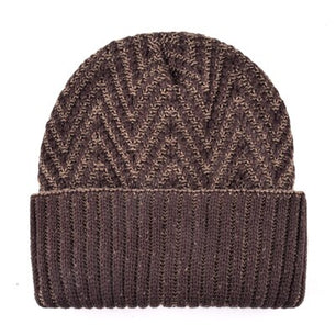 Men's Polyester Knitted Pattern Skullies Beanies Ski Warm Caps