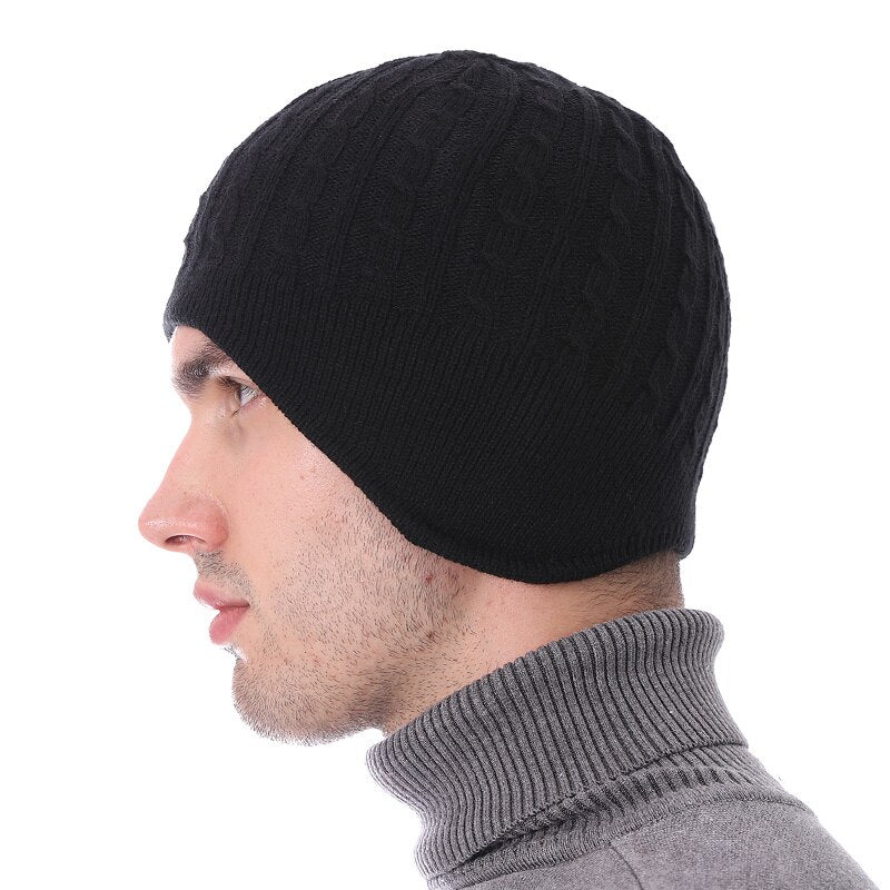 Men's Acrylic Knitted Striped Pattern Casual Skullies Winter Cap