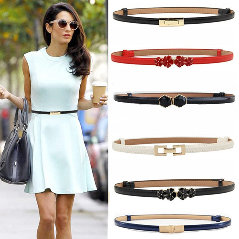 Women's PU Leather Buckle Closure Adjustable Waistband Belts