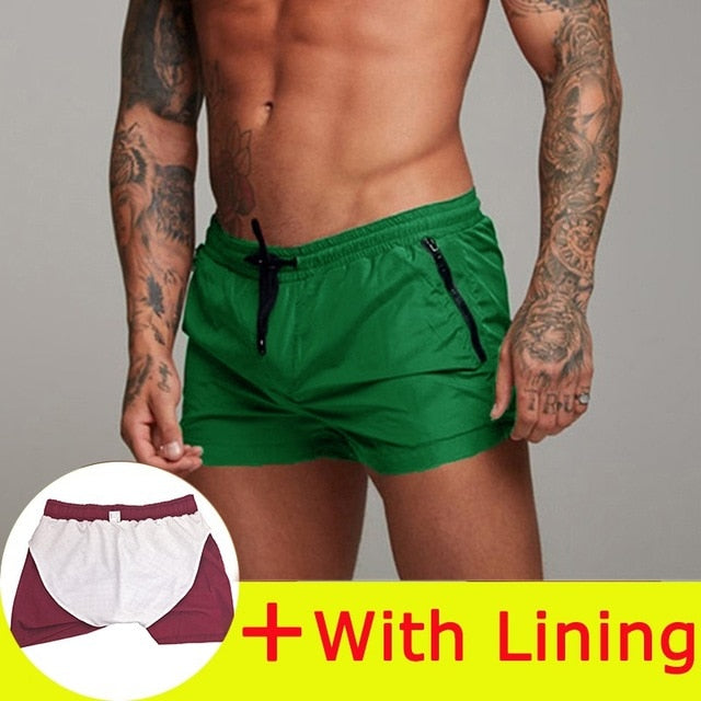 Men's Elastic Drawstring Waist Plain Quick-Dry Pocket Shorts