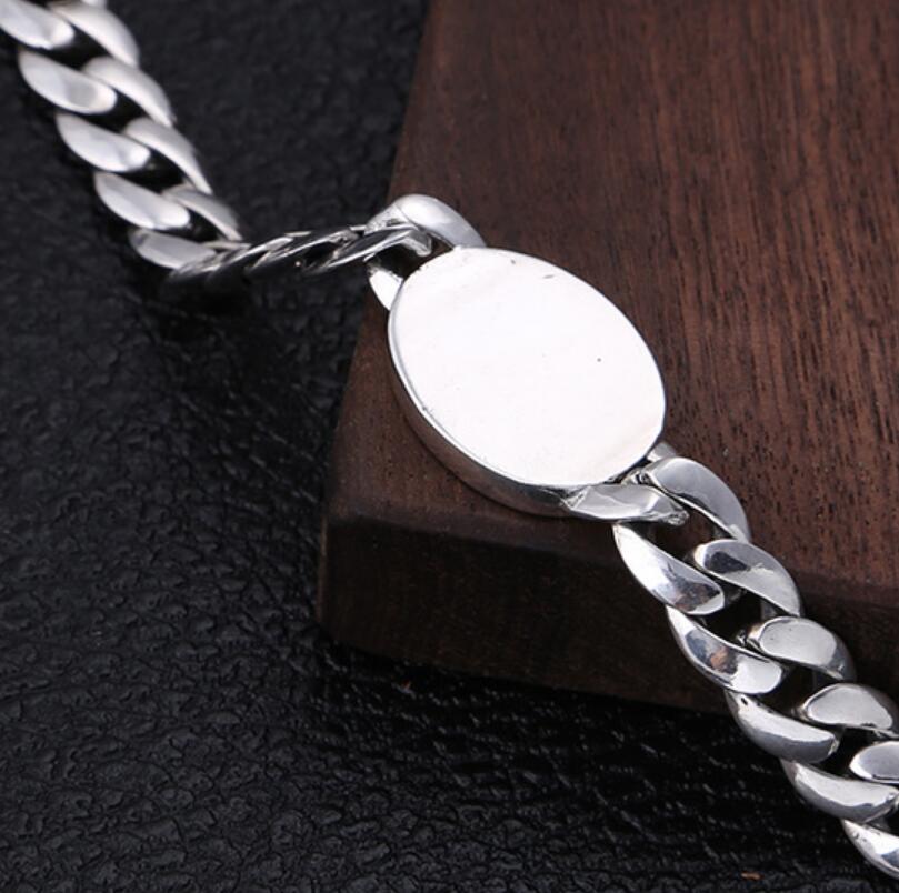 Men's 100% 925 Sterling Silver Link Chain Geometric Bracelet