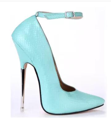 Women's PU Buckle Strap Closure Pointed Toe Thin Heels Shoes