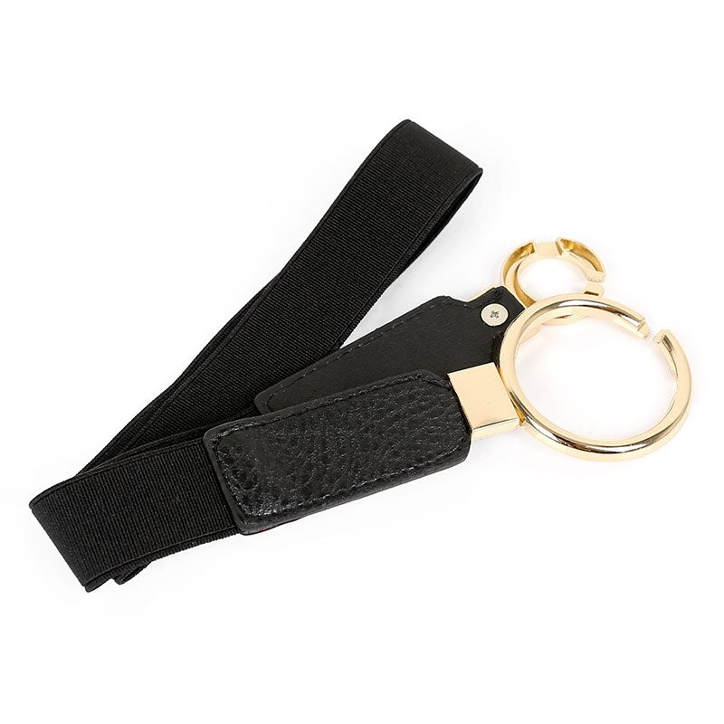 Women's PU Alloy Metal Buckle Thin Elastic Waistbands Circle Belt