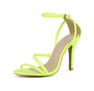 Women's Split Leather Buckle Strap Closure Thin Heels Sandals