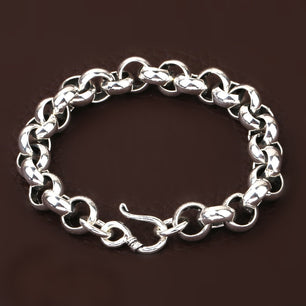 Men's 100% 925 Sterling Silver Round Pattern Trendy Bracelet