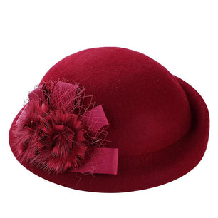 Women's 100% Wool Floral Pattern Elegant Winter Casual Wear Hat