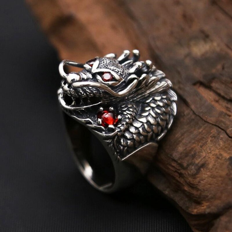 Men's 100% 925 Sterling Silver Vintage Animal Pattern Trendy Ring