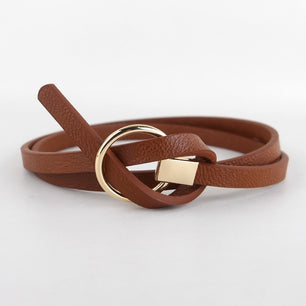 Women's Cowskin Genuine Leather Buckle Solid Pattern Strap Belt