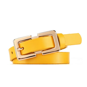 Women's Cowskin Metal Pin Buckle Closure Solid Pattern Belt