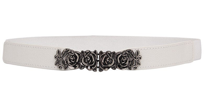 Women's PU Leather Buckle Closure Floral Wedding Trendy Belts