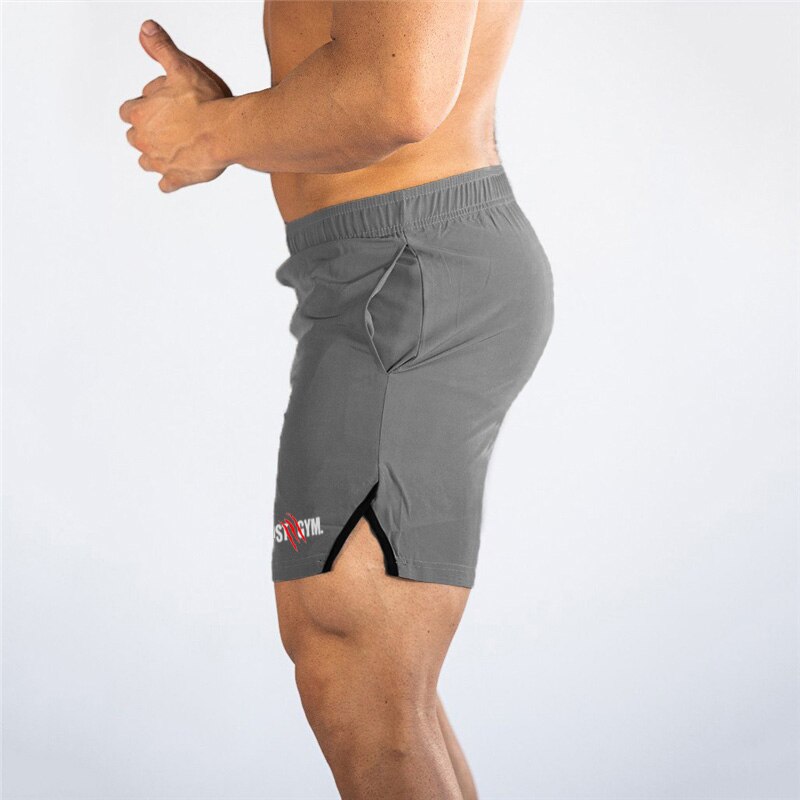 Men's Polyester Elastic Waist Closure Gyms Fitness Workout Shorts