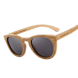 Women's Wooden Frame Polycarbonate Lens Cat Eye Retro Sunglasses