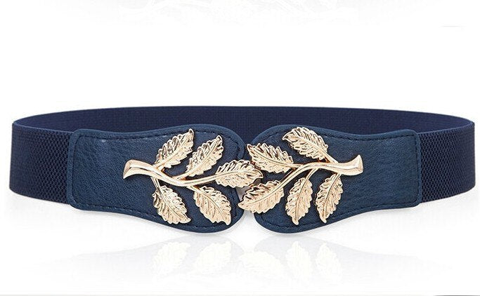 Women's PU Buckle Closure Stretch Wide Waist Cummerbund Belts