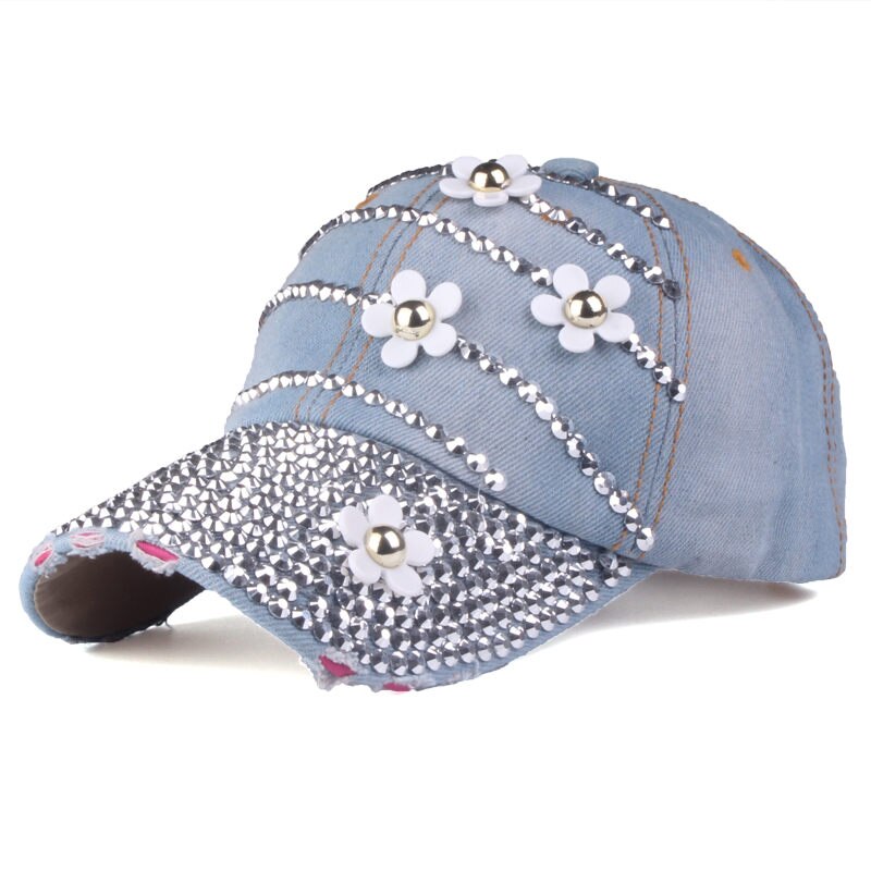 Women's Cotton Adjustable Strap Sun Protection Floral Baseball Cap