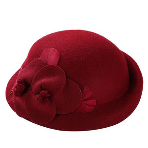 Women's 100% Wool Floral Pattern Elegant Winter Casual Wear Hat